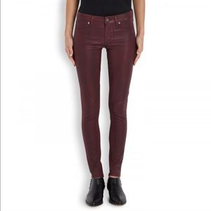 PAIGE skinny coated maroon jeans